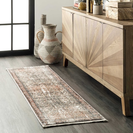 Nuloom Charvi Distressed Medallion Fringe Area Rug 2ft 8in x 8ft BDSN04A-2808